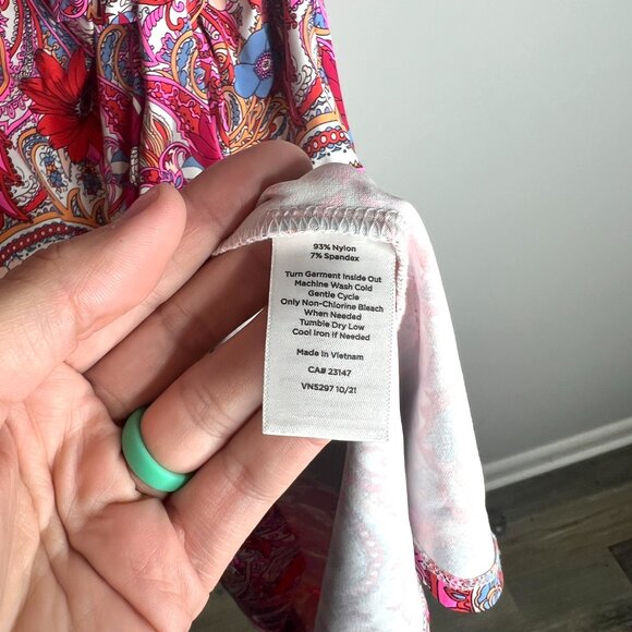 Talbots Island Paisley Tie Detail Jersey Sheath Dress Preppy Beach Sz Large - Picture 5 of 6